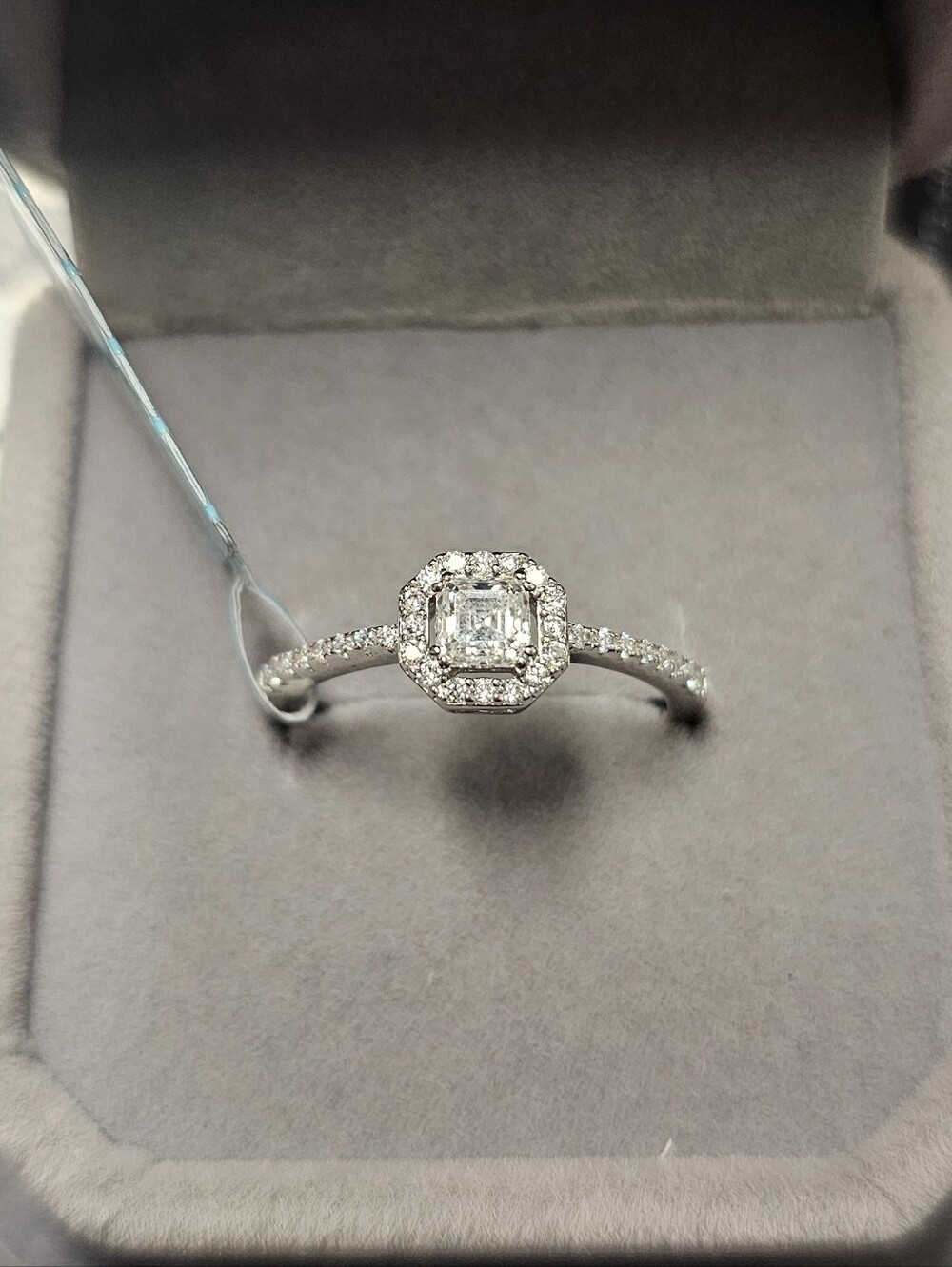 Sterling Silver 925 Moissanite Halo Engagement Ring - White Size 8